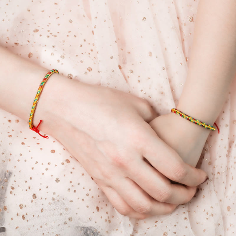 Buddha Stones 925 Srebro Sterling Festiwal Smoczych Łodzi Fu Charakter Zongzi Wzór Szczęścia Ręcznie Robione Wielokolorowe Dziecko Dorosły Bransoletka