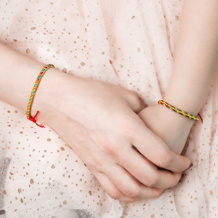 Buddha Stones 925 Srebro Sterling Festiwal Smoczych Łodzi Fu Charakter Zongzi Wzór Szczęścia Ręcznie Robione Wielokolorowe Dziecko Dorosły Bransoletka