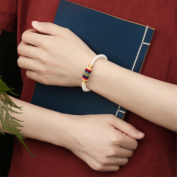 Buddha Stones Tybetańskie Ręcznie Robione Kolorowe King Kong Knot Pięć Elementów Szczęścia Bransoletka Sznurkowa