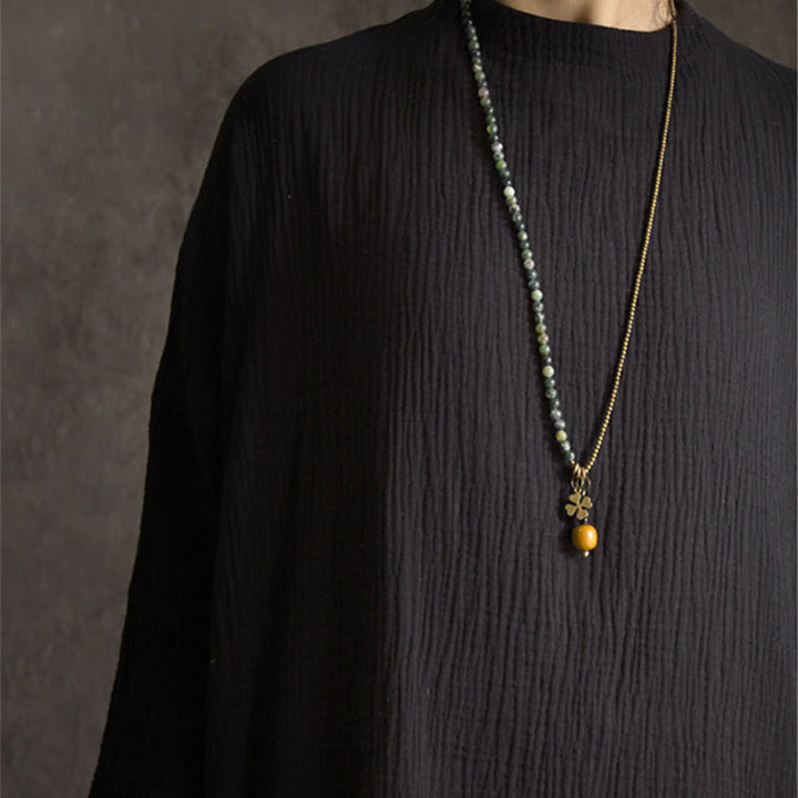 Bransoletka Buddha Stones Kamienie Agat Mchu Miedź Szczęście Wielowarstwowa