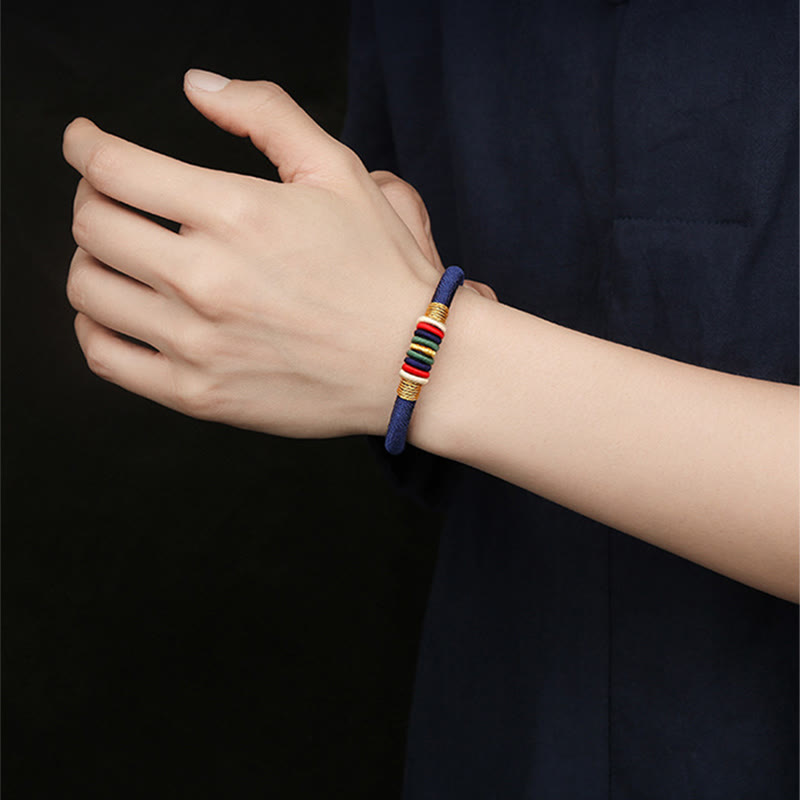 Buddha Stones Tybetańskie Ręcznie Robione Kolorowe King Kong Knot Pięć Elementów Szczęścia Bransoletka Sznurkowa