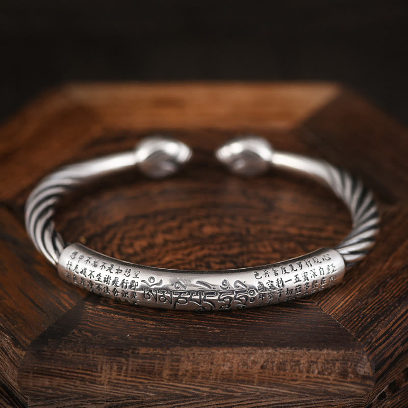 Buddha Stones Tybetańskie Om Mani Padme Hum Heart Sutra Czystość Bransoletka Mankietowa