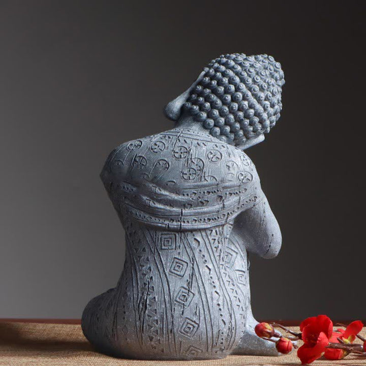 Buddha Stones Tybetański Medytujący Budda Spokój Żywica Dekoracja Statuetki