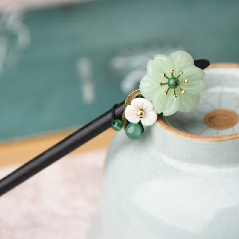 Buddha Stones Zielony Awenturyn Kwiat Agat Pozytywność Spinka Do Włosów Dekoracja