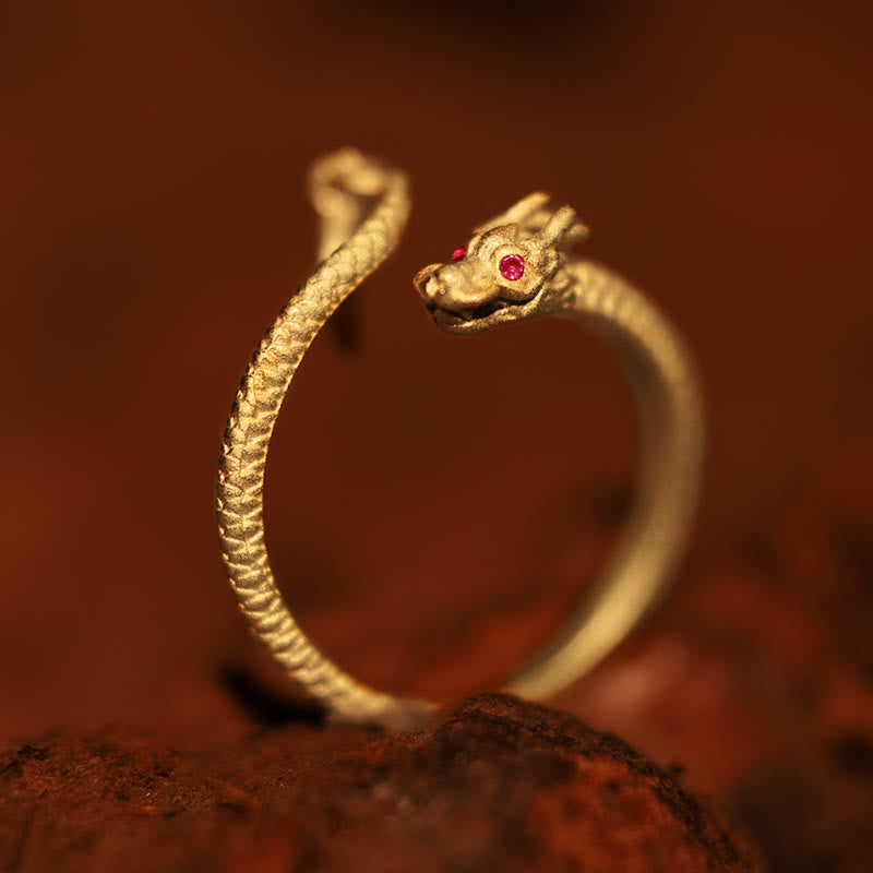 Buddha Stones 925 Srebro Sterling Vintage Rok Smoka Szczęście Ochrona Siła Regulowany Pierścień - Srebro próby 925-złoto (regulowane) - image 0