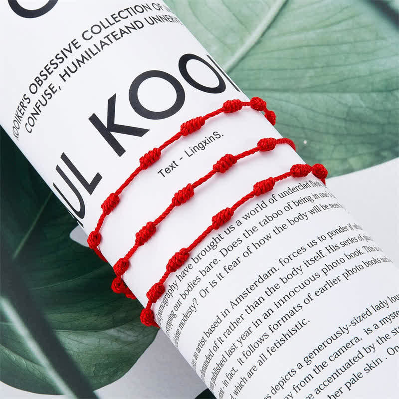 Buddha Stones 4 szt. Złe Oko Siedmiu Węzłów Czerwona Bransoletka Ochronna