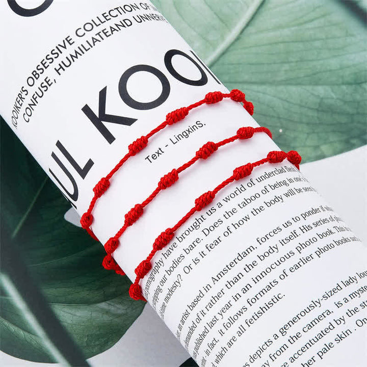 Buddha Stones 4 szt. Złe Oko Siedmiu Węzłów Czerwona Bransoletka Ochronna