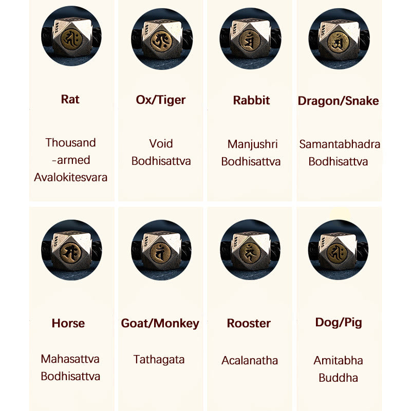 Buddha Stones 925 Srebro próby 925 Ręcznie robione Chińskie Zodiak Natal Budda Szczęście Ochrona Bransoletka ze Sznurka