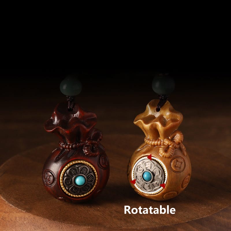 Buddha Stones Mały liść Czerwony sandałowiec Zielony sandałowiec Worek pieniędzy Om Mani Padme Hum Obrotowa ochrona wisząca dekoracja