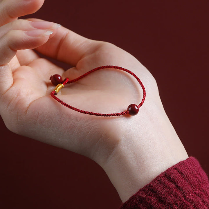 Bransoletka z naturalnego czerwonego agatu Cinnabar Red z Buddha Stones