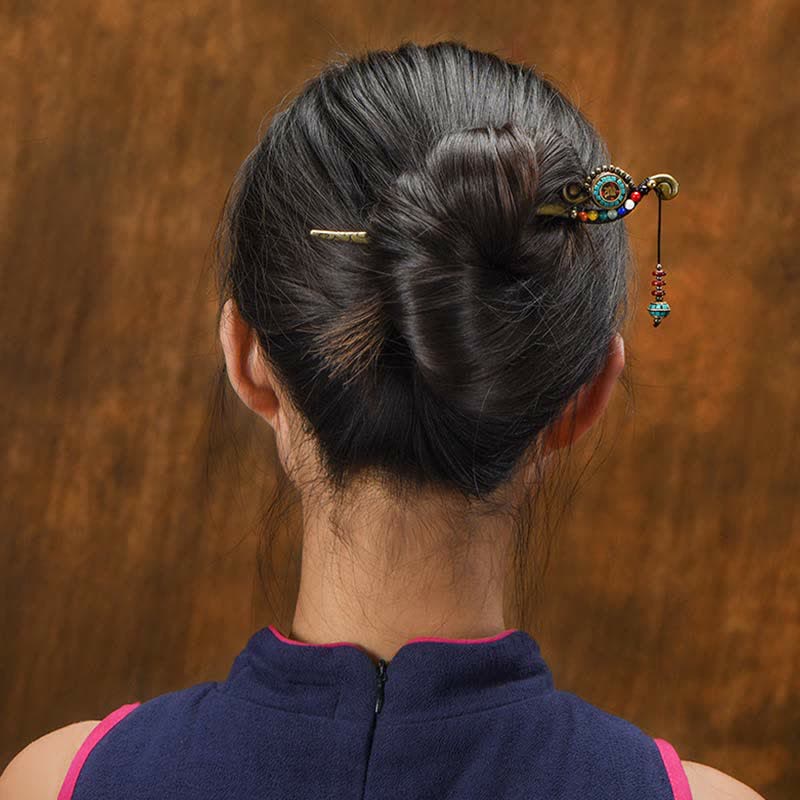 Ozdoby do włosów z agatu turkusowego i ochrony tybetańskiej