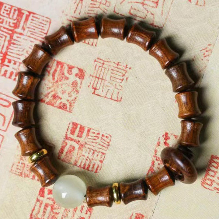 Bransoletka Buddha Stones Ebony Green Sandałowiec Czarny Palisander Bambus Peace