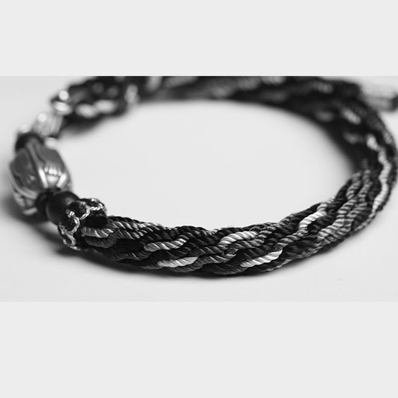 Bransoletka z Buddha Stones 925 ze srebra próby 925 z rybą Koi i bogactwem reinkarnacji, węzeł warkoczowy