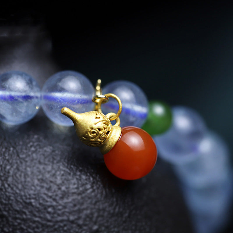 Bransoletka z akwamarynowo-czerwonym agatem Peace Gourd Charm