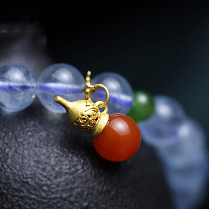 Bransoletka z akwamarynowo-czerwonym agatem Peace Gourd Charm