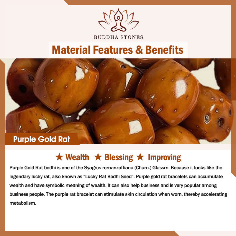 Buddha Stones Tybetańskie Naturalne Fioletowe Złoto Szczur Bodhi Nasiona Bogactwa Bransoletka Podwójnie Owijana