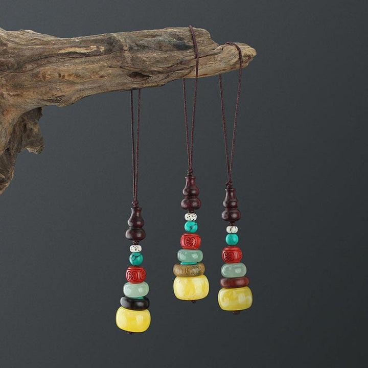 Zielony sandałowiec hebanowy tykwa siedmiowarstwowa pagoda pozytywna dekoracja telefonu wiszącego