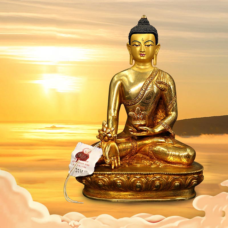 Budda Siakjamuni Medycyna Budda Współczucie Miedź Pozłacana Statua Dekoracja