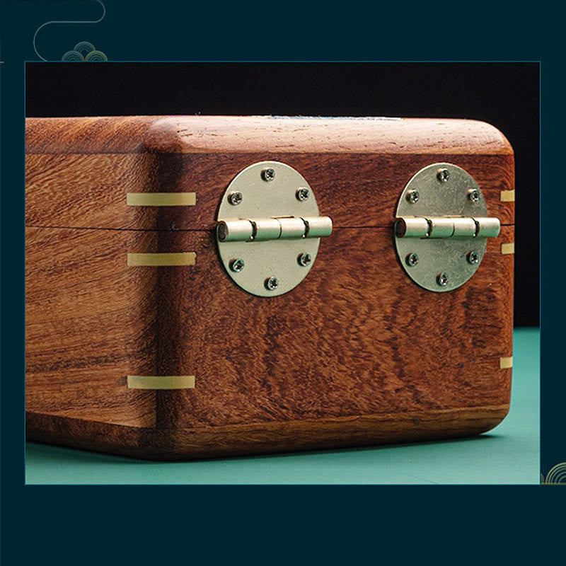 Antyczne pudełko do przechowywania biżuterii z liści kwiatów wykonane ręcznie z palisandru, drewniane pudełko na prezenty