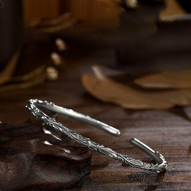 Bransoletka ochronna z Buddha Stones 925 ze srebra próby 925, ręcznie robione winorośle, grawerowane