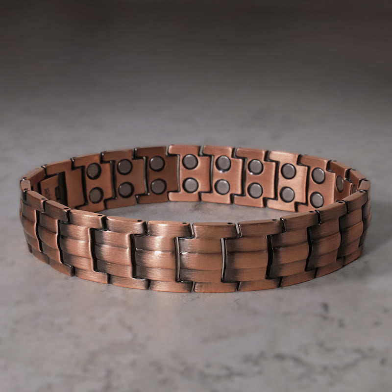 Bransoletka magnetyczna Vintage Solid Copper Cuff Bangle