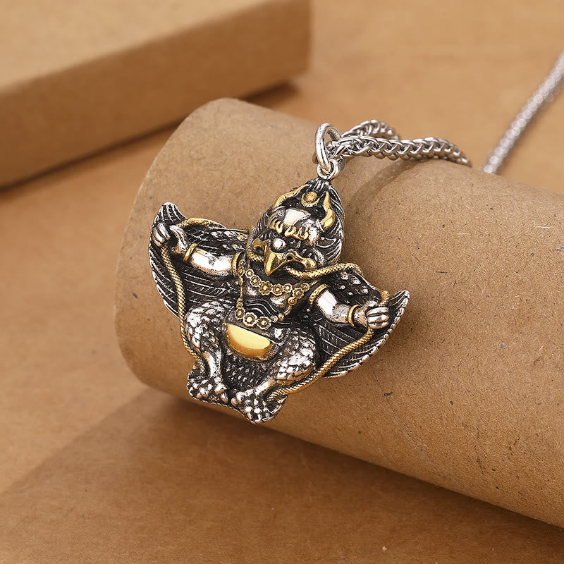 Buddha Stones Tybet Garuda Ptak Miedź Ochrona Naszyjnik Wisiorek