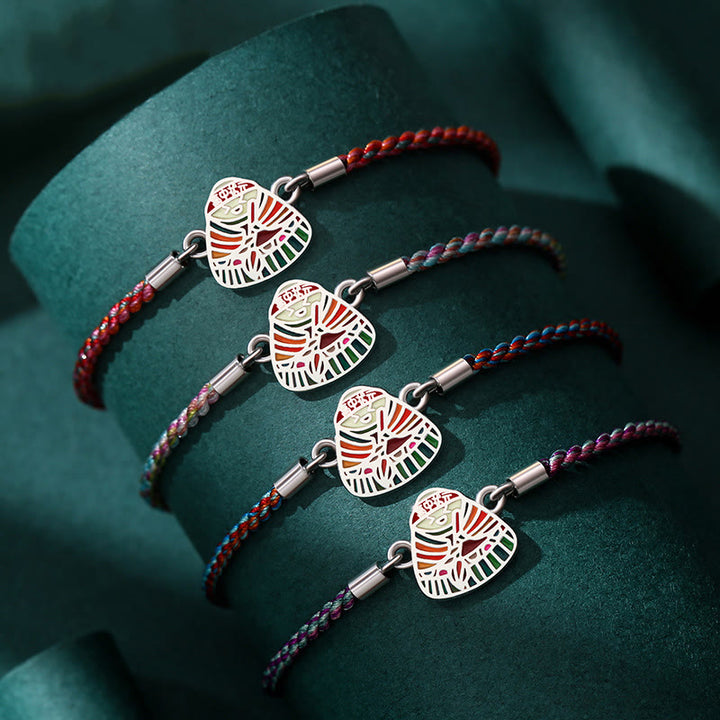 Buddha Stones 925 Srebro Sterling Wzór Zongzi Szczęście Wielokolorowa Bransoletka Ręcznie Robiona