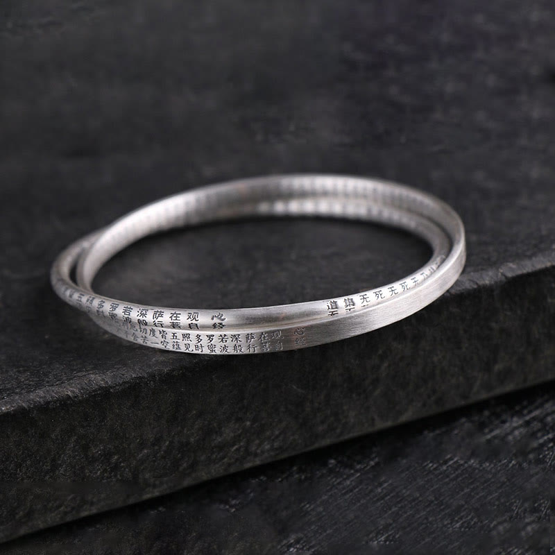 Bransoletka ochronna z Buddha Stones 999 ze srebra próby 925 Heart Sutra rzeźbiona - image 4