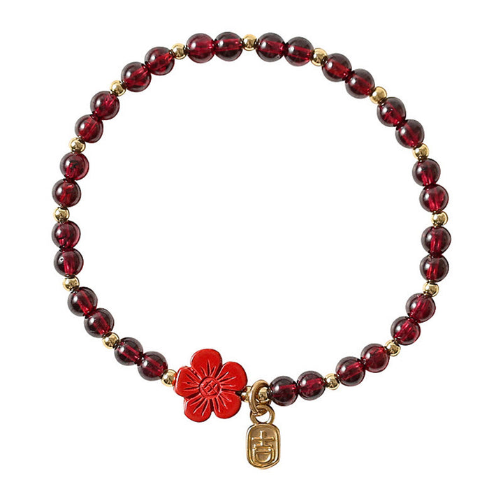 Bransoletka Buddha Stones 14K Gold Natural Granat Cinnabar Flower Calm - image 11