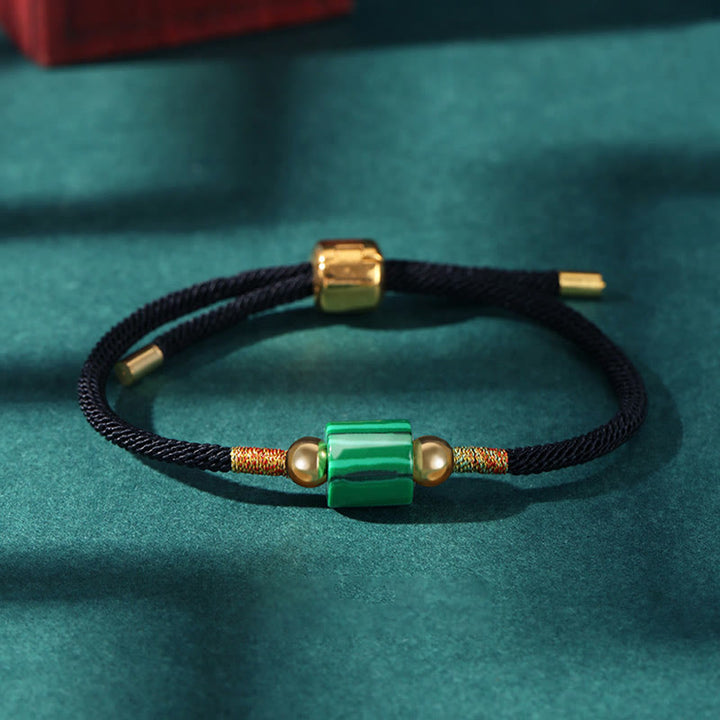 Buddha Stones Tybet Ręcznie Robione Zielony Awenturyn Czerwony Kamień Malachit Ochrona Szczęścia Bransoletka z Plecionej Linii