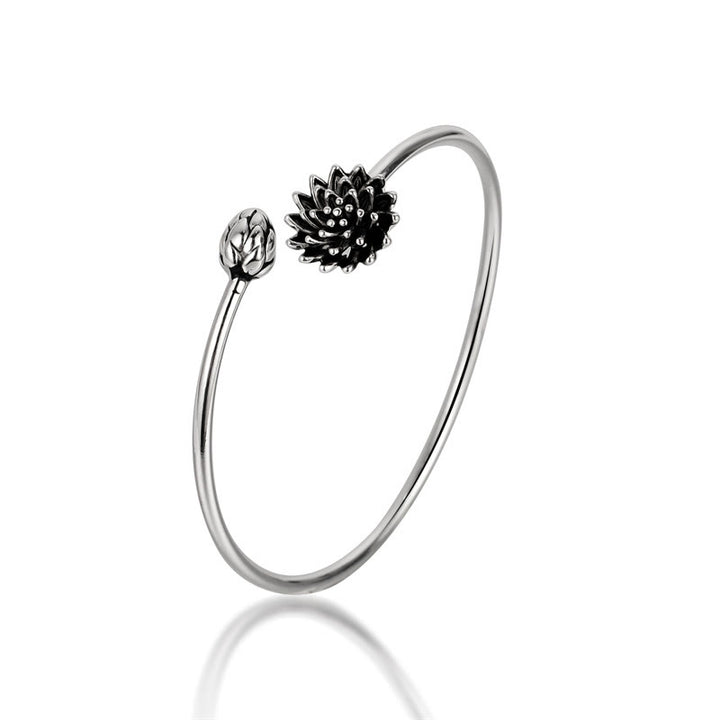 Bransoletka Buddha Stones Retro Lotos Biała Miedź Oświecenie Bangle