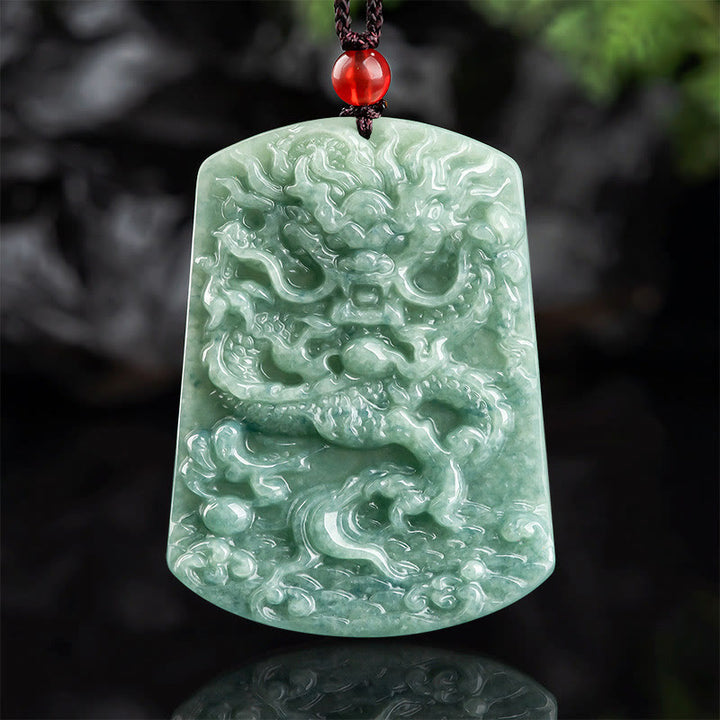 Buddha Stones Naturalny Jadeit Chiński Zodiak Smok Morze Szczęście Naszyjnik Wisiorek - Jadeit (dobrobyt ♥obfitość) - image 1