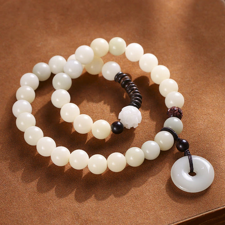 Bransoletka Buddha Stones Bodhi Seed Green Sandalwood Lotus Peace Buckle Harmony Double Wrap