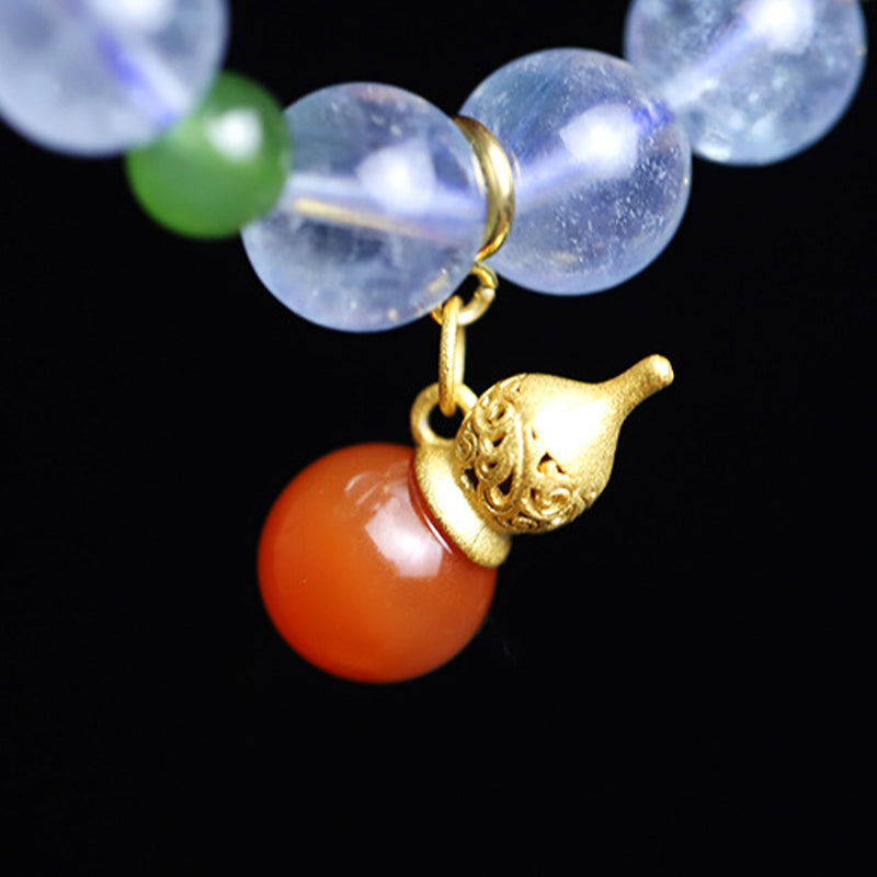 Bransoletka z akwamarynowo-czerwonym agatem Peace Gourd Charm