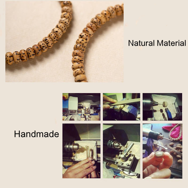 Bransoletka mądrości z małych liści drzewa sandałowego z nasion Bodhi w kolorze czerwonym z Buddha Stones