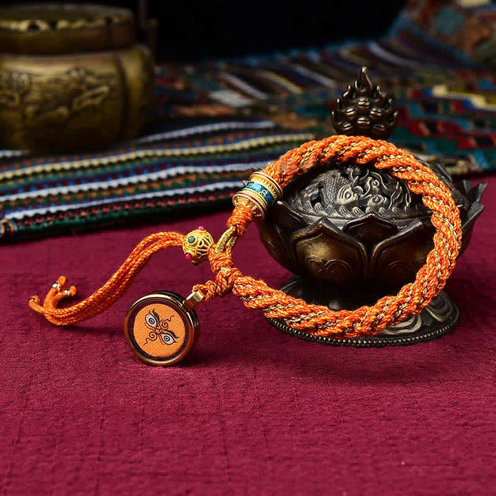 Buddha Stones Tybetańskie Ręcznie Robione Szczęście Thangka Koło Modlitewne Charm Bransoletka ze Sznurka