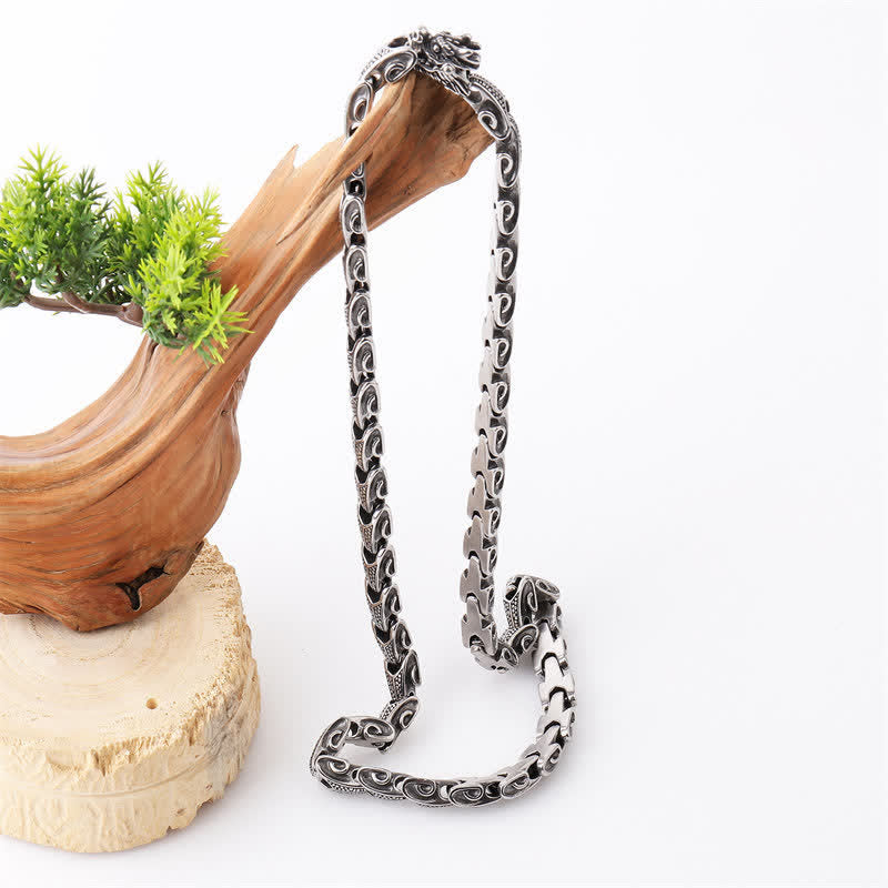 Naszyjnik ze stali tytanowej z wzorem smoka i ochroną Buddha Stones - image 7