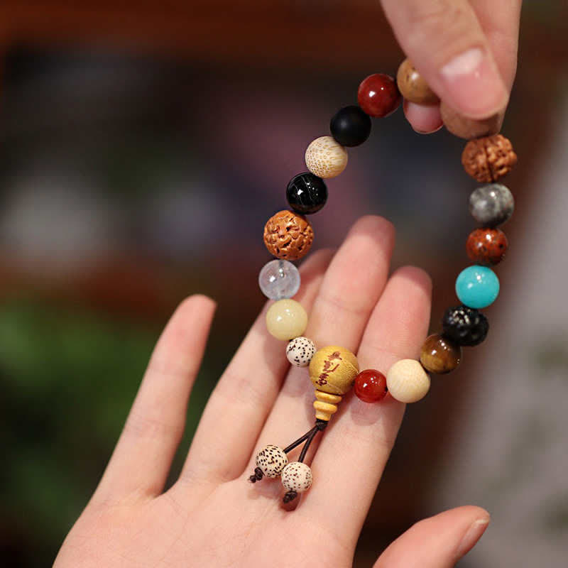 Bransoletka na nadgarstek Mala z Buddha Stones Bodhi Seed Agat Wisdom Harmony
