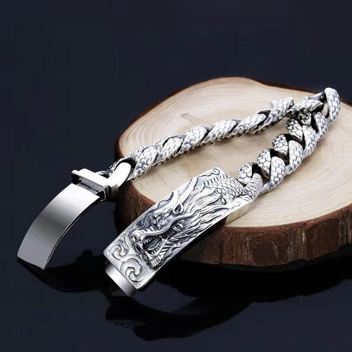 Bransoletka ochronna z grawerowanym wzorem skalnym smoka z Buddha Stones