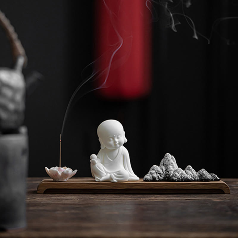 Buddha Stones Kwiat Lotosu Tathagata Kwan Yin Avalokitesvara Ksitigarbha Medytacja Ceramiczny Kadzidełko Dekoracja