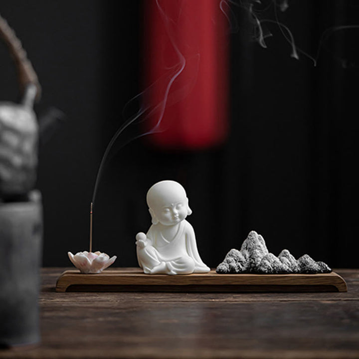Buddha Stones Kwiat Lotosu Tathagata Kwan Yin Avalokitesvara Ksitigarbha Medytacja Ceramiczny Kadzidełko Dekoracja