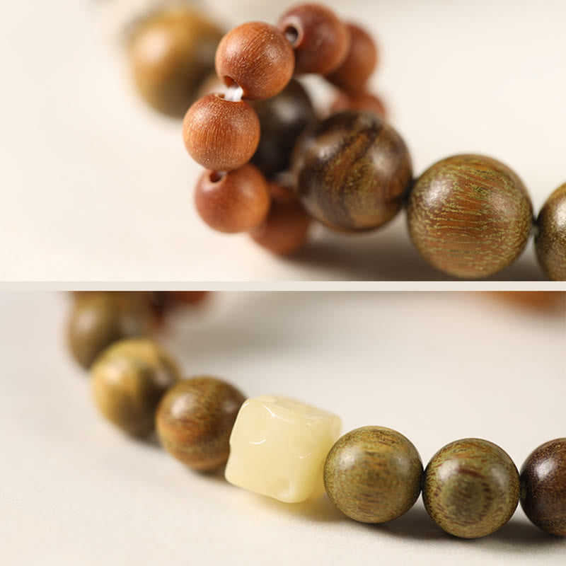 Buddha Stones Zielone Drzewo Sandałowe Hebanowe Kotek Spokój Uspokajająca Bransoletka - image 5