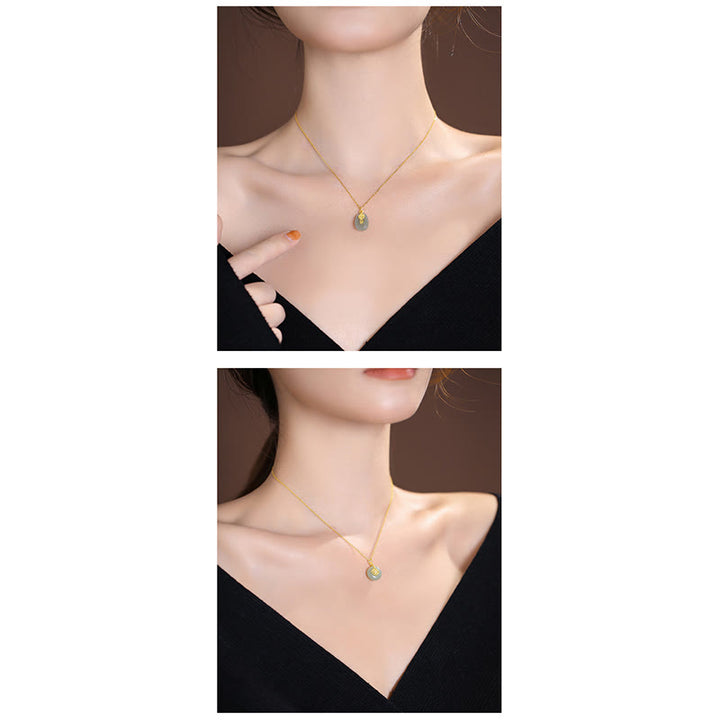 Buddha Stones 925 Srebro Sterling Naturalny Hetian Jade Cyan Jade Szczęście Śmiejący się Budda Motyl Naszyjnik Wisiorek - image 29