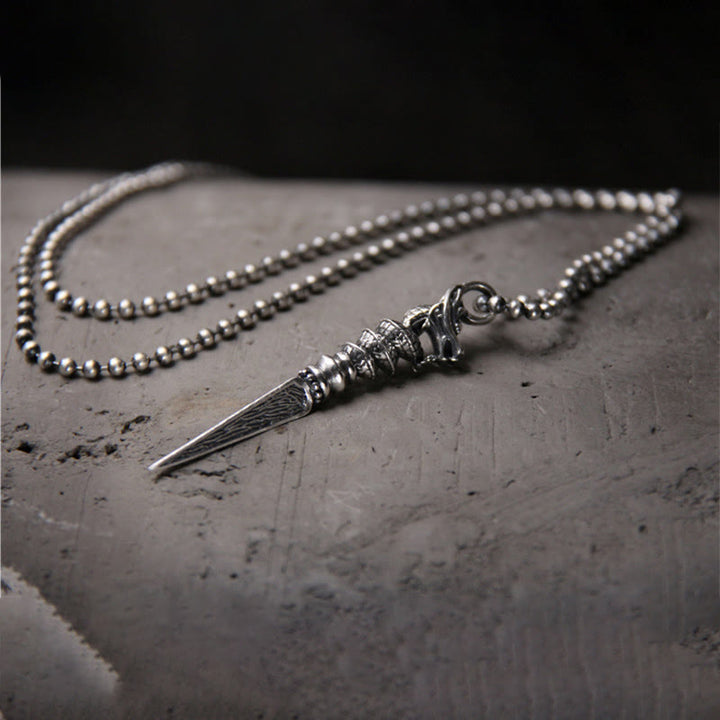 Buddha Stones 925 Srebro Sterlingowe Rok Smoka Projekt Dorje Vajra Ochronny Naszyjnik Wisiorek - image 2