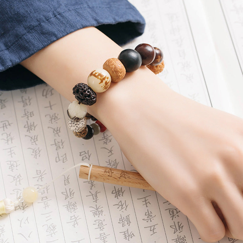 Buddha Stones Bodhi Nasiona Lotosu Mądrość Spokój Bransoletka Mala Na Nadgarstek