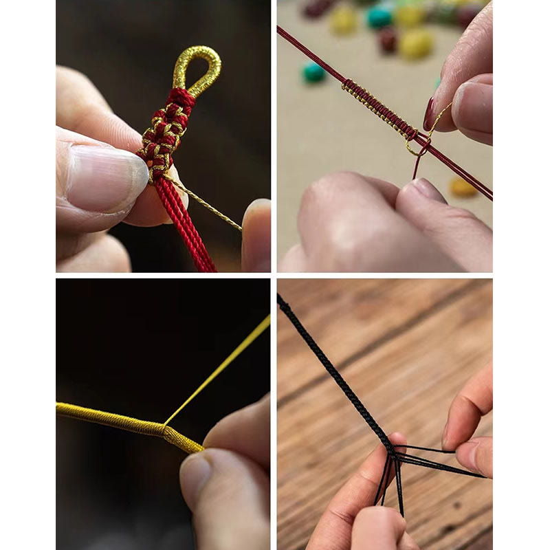 Buddha Stones Ręcznie Robione Prawdziwa Miłość Węzeł Brzoskwiniowy Kwiat Charm Bransoletka Szczęścia Sznur