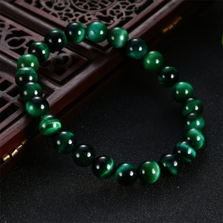 Bransoletka wzmacniająca z Buddha Stones Natural Green Tiger Eye