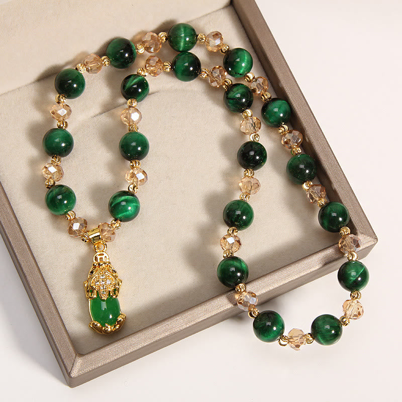 Bransoletka Tiger Eye PiXiu Fox Money Bag Protection Self Confidence Double Wrap