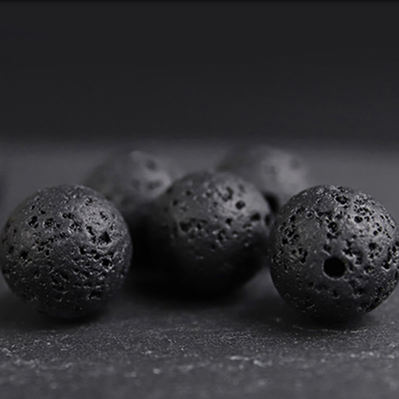 Buddha Stones, kamień lawowy, drewno hebanowe, bransoletka lecznicza z tygrysim okiem