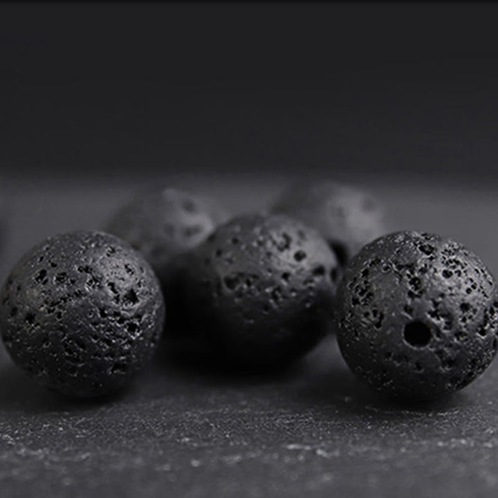 Buddha Stones, kamień lawowy, drewno hebanowe, bransoletka lecznicza z tygrysim okiem